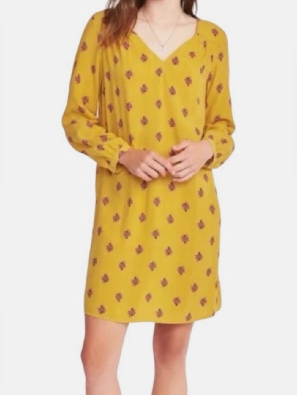 Women’s Old Navy Yellow Patterned Long Sleeve Shift Dress - Size XL C15-006